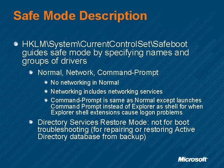 Safe Mode Description HKLMSystemCurrent. Control. SetSafeboot guides safe mode by specifying names and groups