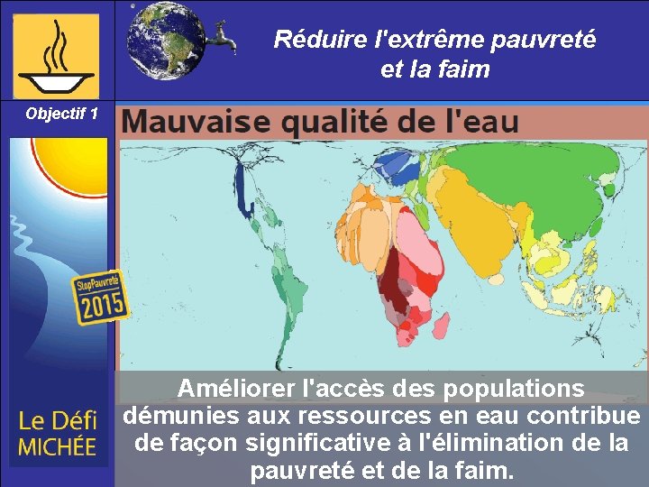 Réduire l'extrême pauvreté et la faim Objectif 1 Améliorer l'accès des populations démunies aux