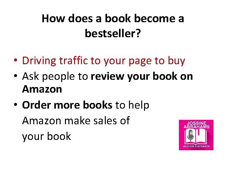 How does a book become a bestseller? • Driving traffic to your page to
