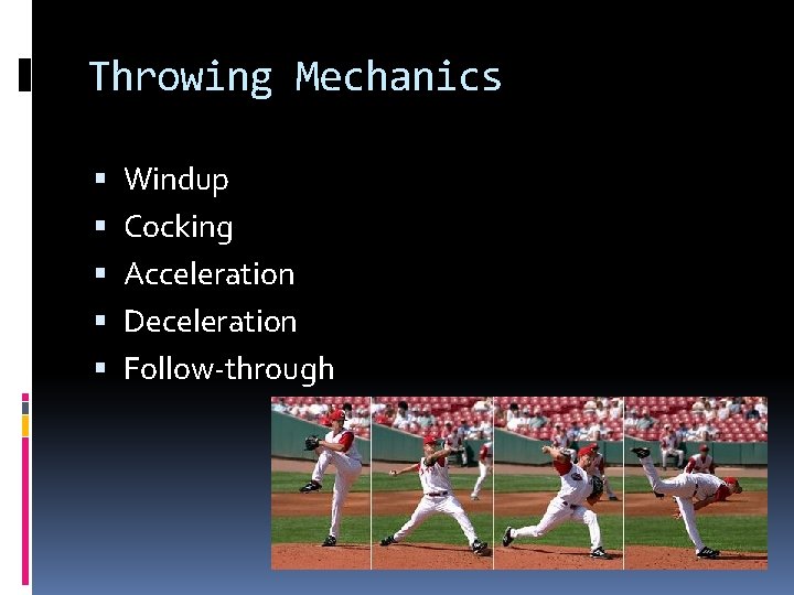 Throwing Mechanics Windup Cocking Acceleration Deceleration Follow-through 