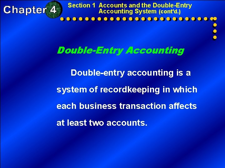 Section 1 Accounts and the Double-Entry Accounting System (cont'd. ) Double-Entry Accounting Double-entry accounting Section 1 Accounts and the Double-Entry Accounting System (cont'd. ) Double-Entry Accounting Double-entry accounting