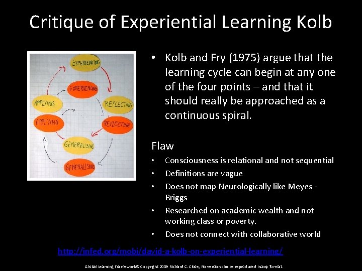 Critique of Experiential Learning Kolb • Kolb and Fry (1975) argue that the learning