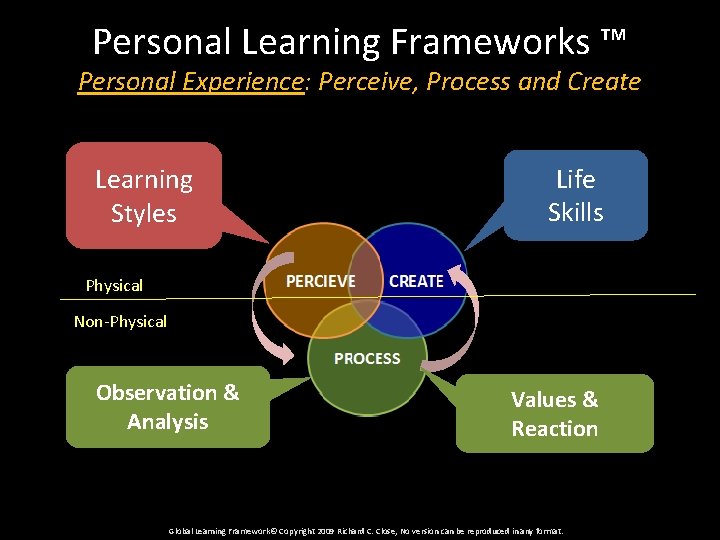 Personal Learning Frameworks ™ Personal Experience: Perceive, Process and Create Learning Styles Life Skills