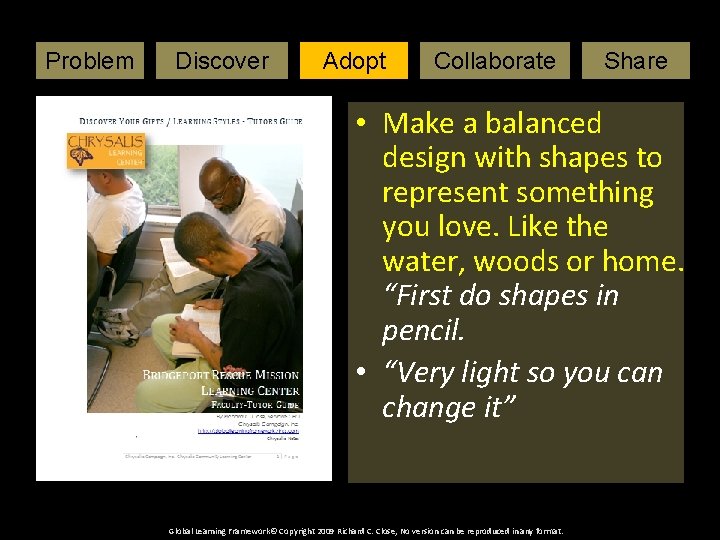 Problem Art. Adopt Lesson. Collaborate Discover Share • Make a balanced design with shapes