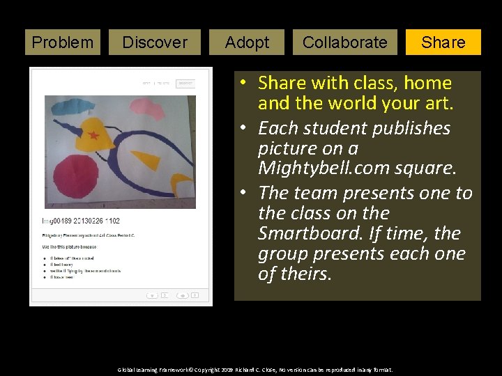 Problem Art. Adopt Lesson. Collaborate Discover Share • Share with class, home and the