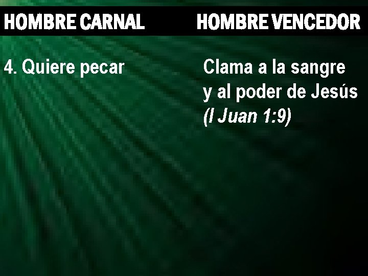 HOMBRE CARNAL 4. Quiere pecar HOMBRE VENCEDOR Clama a la sangre y al poder