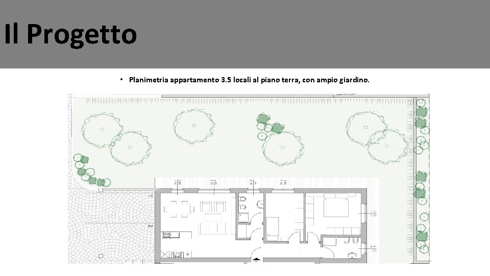 Il Progetto • Planimetria appartamento 3. 5 locali al piano terra, con ampio giardino.