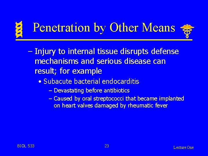 Penetration by Other Means – Injury to internal tissue disrupts defense mechanisms and serious