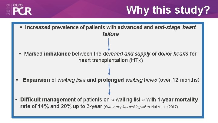 Why this study? Increased prevalence of patients with advanced and end-stage heart failure Marked