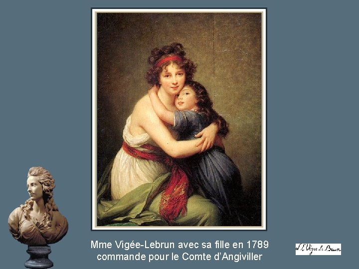 Mme Vigée-Lebrun avec sa fille en 1789 commande pour le Comte d’Angiviller 