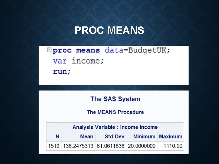 PROC MEANS 