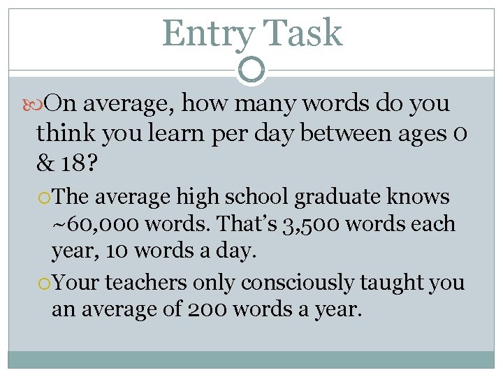 Entry Task On average, how many words do you think you learn per day
