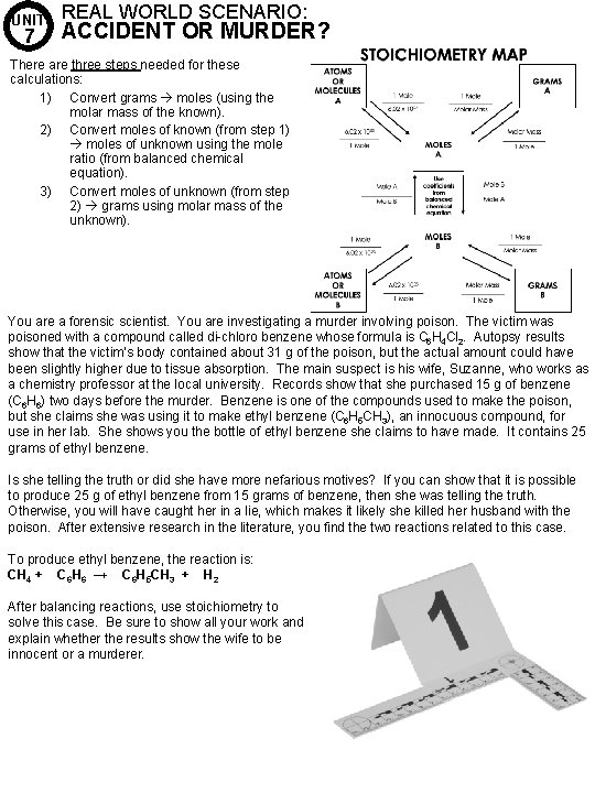 UNIT 7 REAL WORLD SCENARIO: ACCIDENT OR MURDER? There are three steps needed for