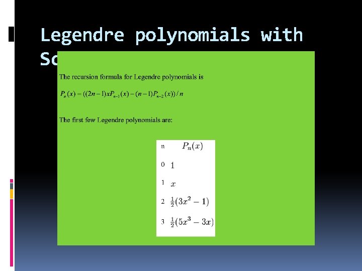 Legendre polynomials with Scilab 