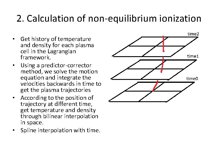 2. Calculation of non-equilibrium ionization • Get history of temperature and density for each