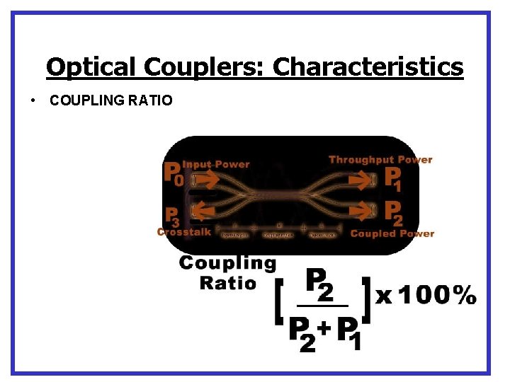 Optical Couplers: Characteristics • COUPLING RATIO 
