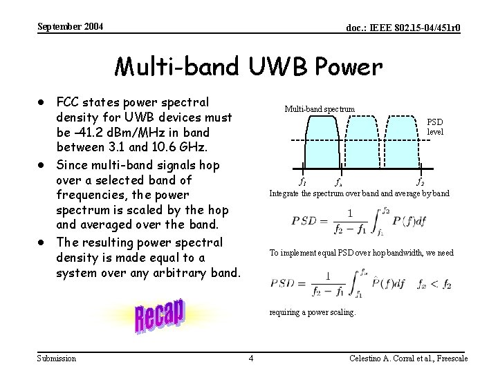 September 2004 doc. : IEEE 802. 15 -04/451 r 0 Multi-band UWB Power ·