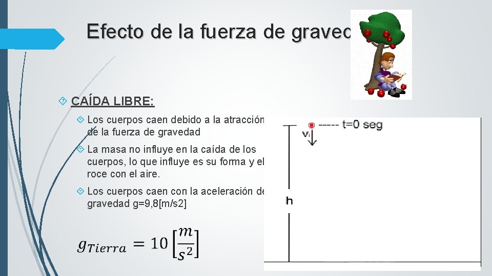 Efecto de la fuerza de gravedad CAÍDA LIBRE: Los cuerpos caen debido a la
