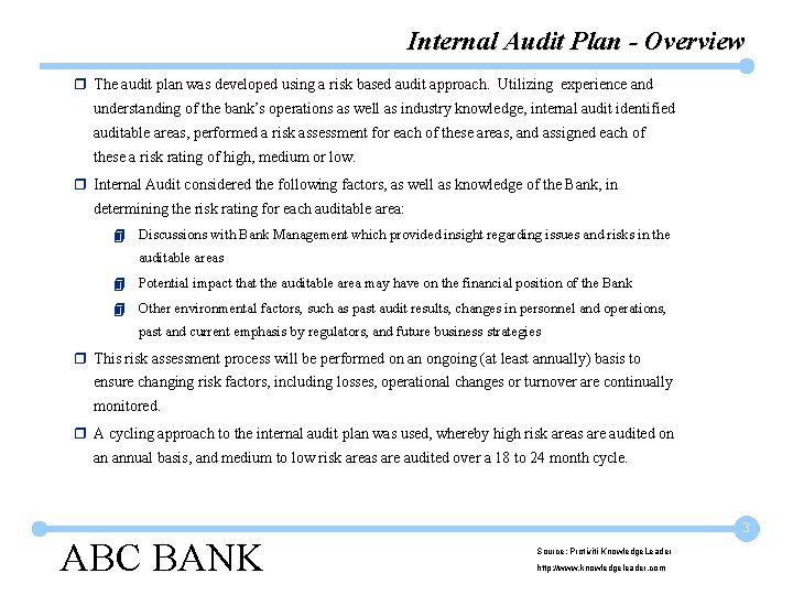 Internal Audit Plan - Overview r The audit plan was developed using a risk