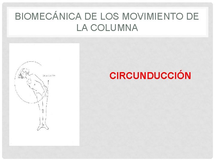 BIOMECÁNICA DE LOS MOVIMIENTO DE LA COLUMNA CIRCUNDUCCIÓN 