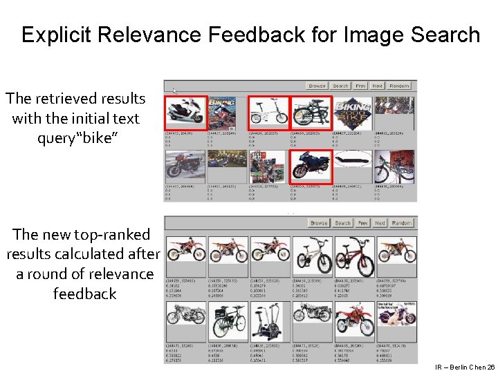 Explicit Relevance Feedback for Image Search The retrieved results with the initial text query“bike”