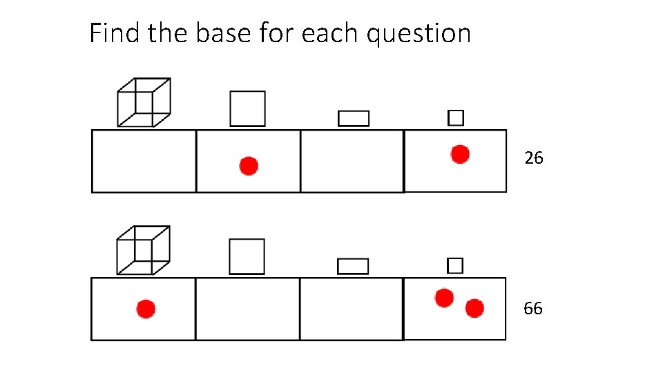 Find the base for each question 26 66 