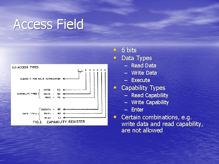 Access Field • 6 bits • Data Types – Read Data – Write Data
