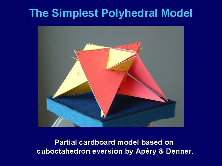 The Simplest Polyhedral Model Partial cardboard model based on cuboctahedron eversion by Apéry &