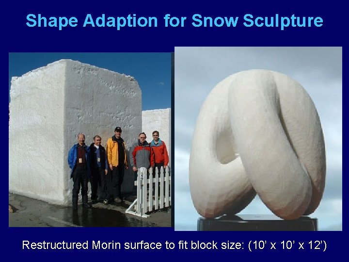 Shape Adaption for Snow Sculpture Restructured Morin surface to fit block size: (10’ x