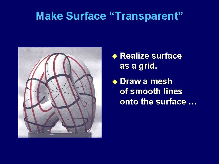 Make Surface “Transparent” u Realize surface as a grid. u Draw a mesh of