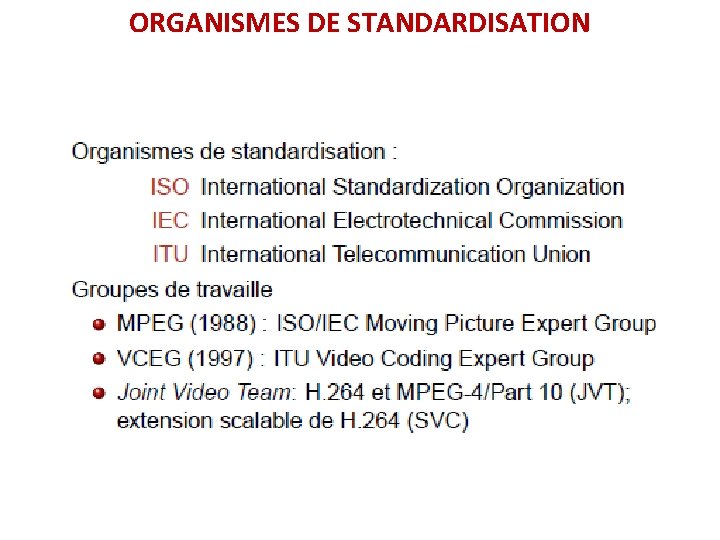 ORGANISMES DE STANDARDISATION 