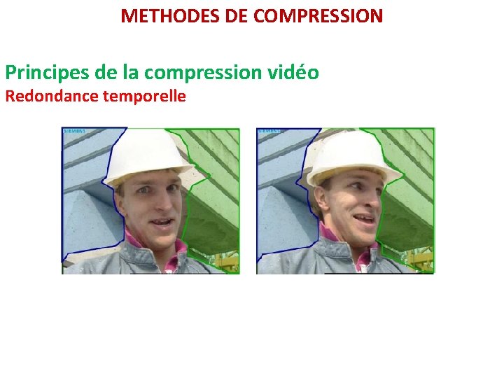 METHODES DE COMPRESSION Principes de la compression vidéo Redondance temporelle 