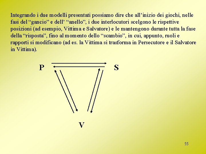 Integrando i due modelli presentati possiamo dire che all’inizio dei giochi, nelle fasi del