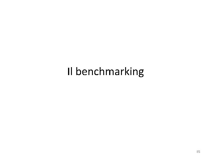 Il benchmarking 85 