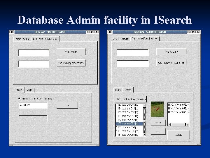 Database Admin facility in ISearch 