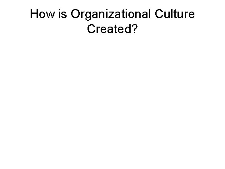 How is Organizational Culture Created? 