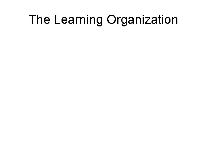 The Learning Organization 