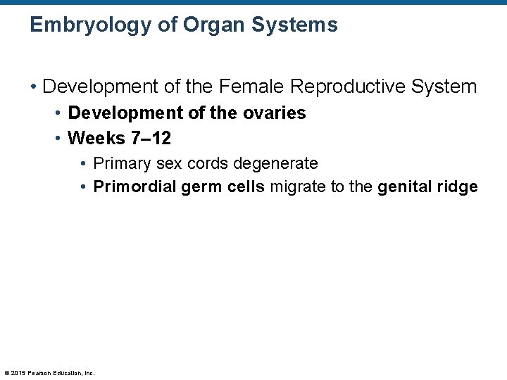 Embryology of Organ Systems • Development of the Female Reproductive System • Development of
