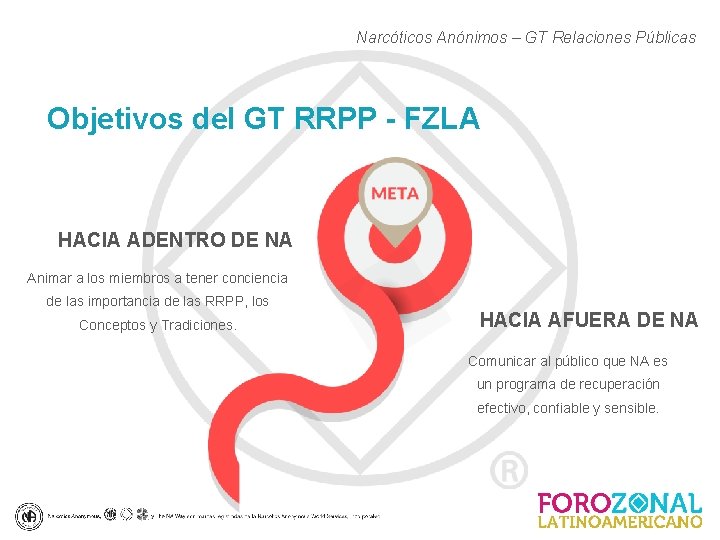 Narcóticos Anónimos – GT Relaciones Públicas Objetivos del GT RRPP - FZLA HACIA ADENTRO