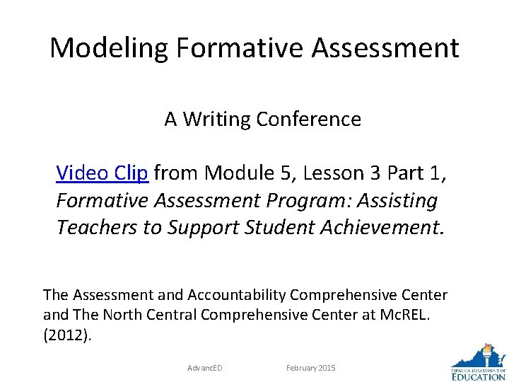 Modeling Formative Assessment A Writing Conference Video Clip from Module 5, Lesson 3 Part