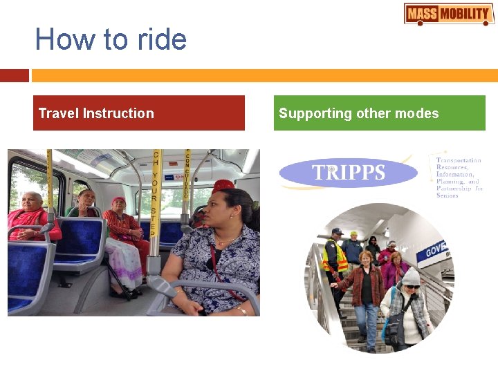 How to ride Travel Instruction Supporting other modes 