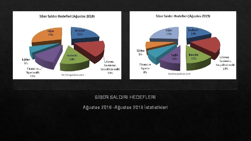 SİBER SALDIRI HEDEFLERI Ağustos 2018 -Ağustos 2019 İstatistikleri 