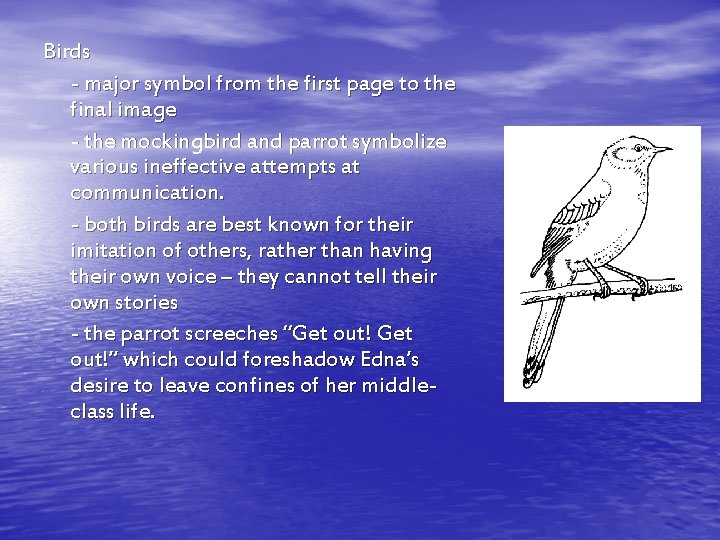 Birds - major symbol from the first page to the final image - the