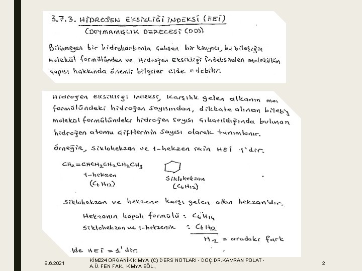 8. 6. 2021 KİM 224 ORGANİK KİMYA (C) DERS NOTLARI - DOÇ. DR. KAMRAN