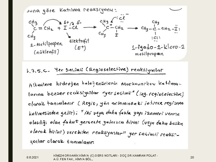 8. 6. 2021 KİM 224 ORGANİK KİMYA (C) DERS NOTLARI - DOÇ. DR. KAMRAN