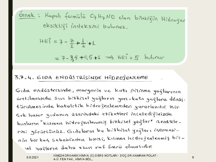 8. 6. 2021 KİM 224 ORGANİK KİMYA (C) DERS NOTLARI - DOÇ. DR. KAMRAN