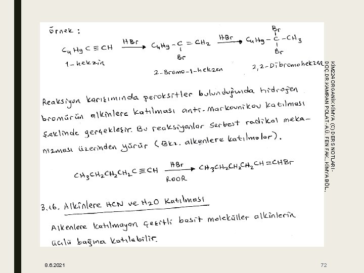 KİM 224 ORGANİK KİMYA (C) DERS NOTLARI DOÇ. DR. KAMRAN POLAT -A. Ü. FEN