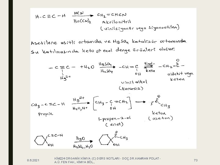 8. 6. 2021 KİM 224 ORGANİK KİMYA (C) DERS NOTLARI - DOÇ. DR. KAMRAN