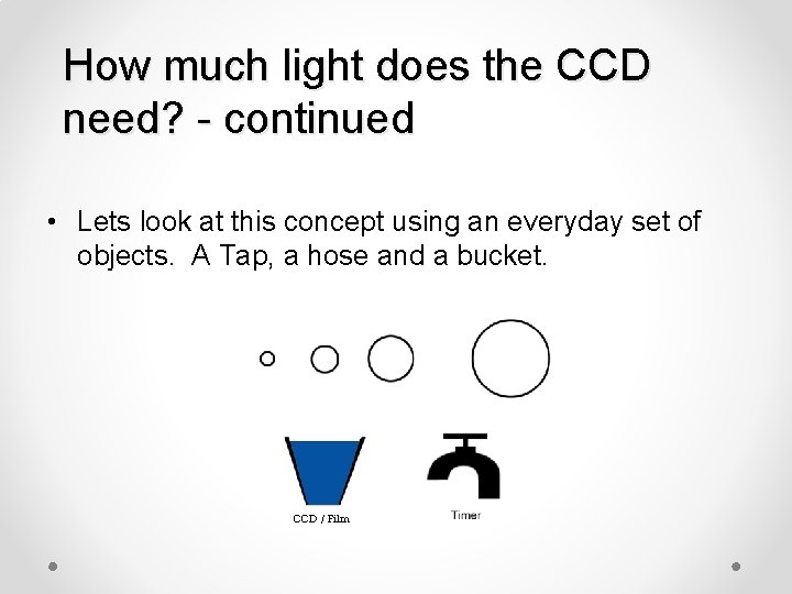 How much light does the CCD need? - continued • Lets look at this