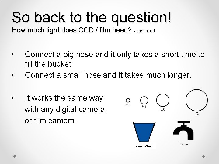 So back to the question! How much light does CCD / film need? -